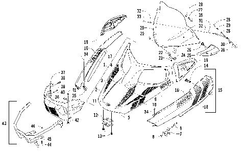 HOOD, WINDSHIELD, AND FRONT BUMPER ASSEMBLY [99302]