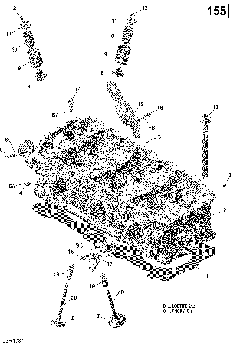 01- Cylinder Head - 130-155 Model Without Suspension