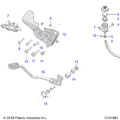 BRAKES, BRAKE PEDAL and MASTER CYLINDER - A20SXA85A1/A7/CA1/CA7/E85A9/AF/AP/CA9/CAF/CAP/V85AP/CAP (C101981)