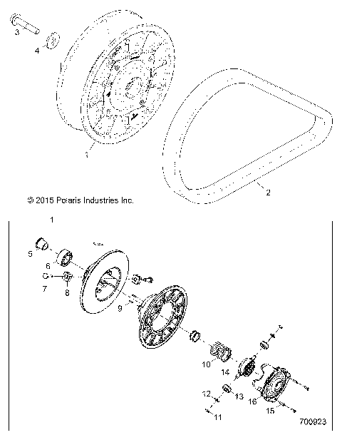 DRIVE TRAIN, SECONDARY CLUTCH - Z16VCE87AB/AR/AE/AS (700923)