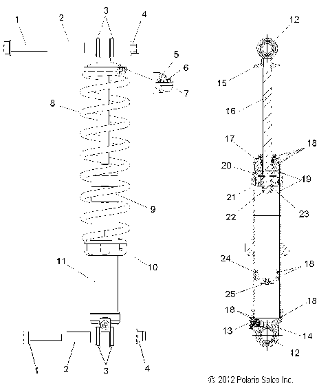 SUSPENSION, SHOCK, REAR (7043862) - S14BR8GSA/GSL (49SNOWSHOCKREAR7043862)