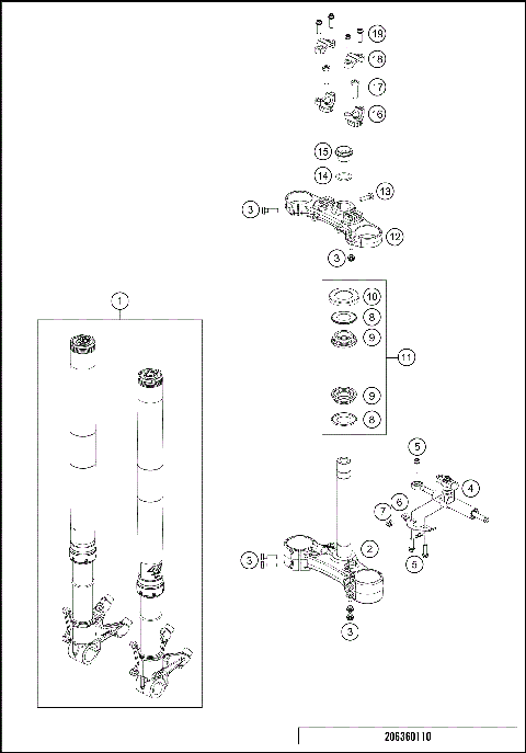 FRONT FORK, TRIPLE CLAMP
