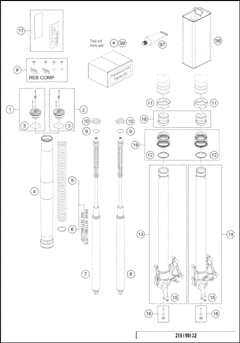 FRONT FORK DISASSEMBLED