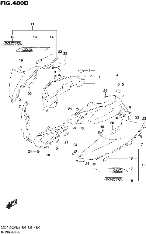 AIR INTAKE PIPE (GSX-R1000RA)(SEE NOTE 1)