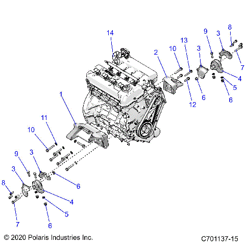 ENGINE, MOUNTING & LONG BLOCK - Z22RGL2KAP/AL/BK/BP/BT (C701137-09)