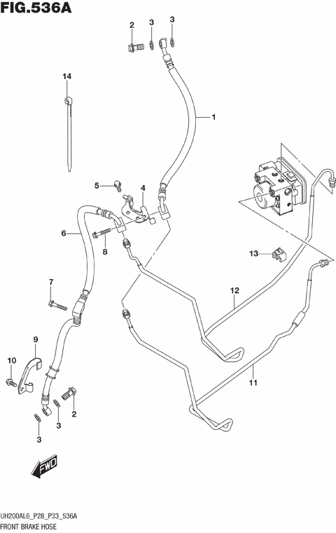 FRONT BRAKE HOSE (UH200AL6 P28)