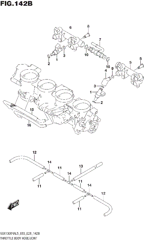 THROTTLE BODY HOSE/JOINT (GSX1300RAL5 E28)