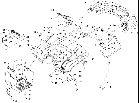 REAR BODY, RACK, AND TAILLIGHT ASSEMBLY [303530]