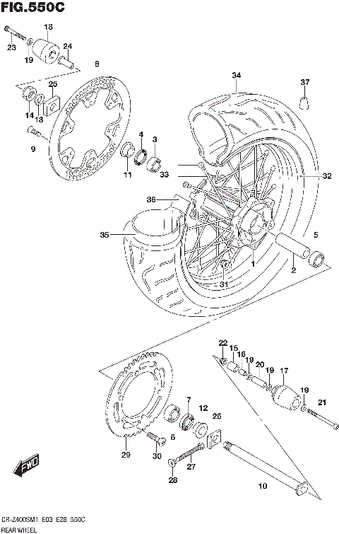 REAR WHEEL (DR-Z400SM)