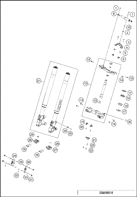 FRONT FORK, TRIPLE CLAMP