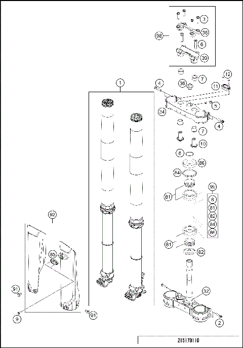 FRONT FORK, TRIPLE CLAMP