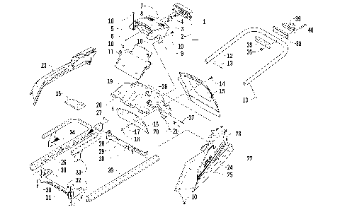 REAR BUMPER, HITCH, RACK RAIL, SNOWFLAP, AND TAILLIGHT ASSEMBLY [93078]