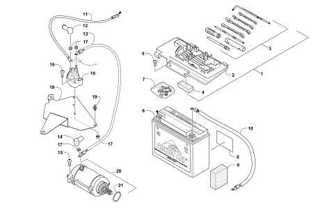BATTERY AND STARTER ASSEMBLY