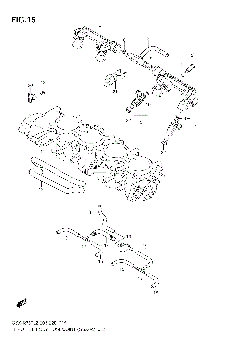 THROTTLE BODY HOSE/JOINT (GSX-R750 L2 E03)