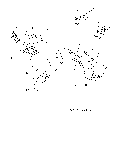CHASSIS, CLUTCH GUARD and FOOTRESTS - S15CE5BSL/BEL (49SNOWCLUTCHGUARD14550ADV)