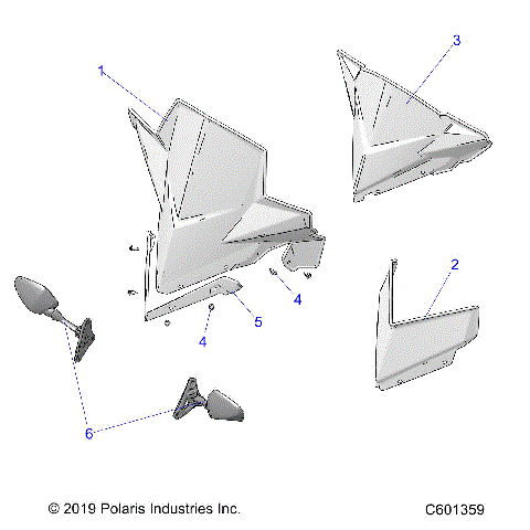 BODY, WINDSHIELD AND MIRRORS - S21EDE6PS ALL OPTIONS (C601359)