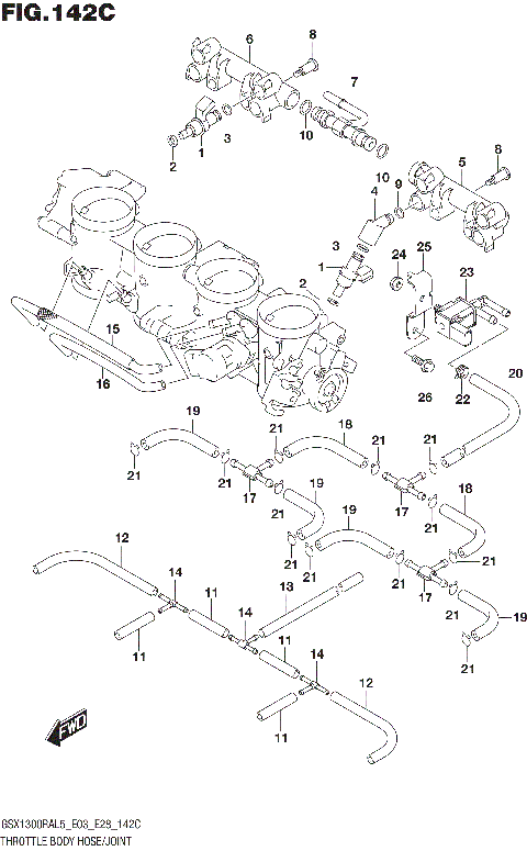 THROTTLE BODY HOSE/JOINT (GSX1300RAL5 E33)