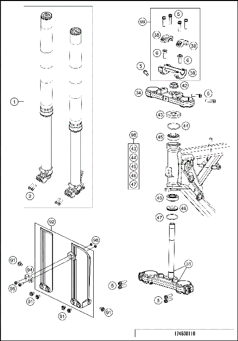 FRONT FORK, TRIPLE CLAMP