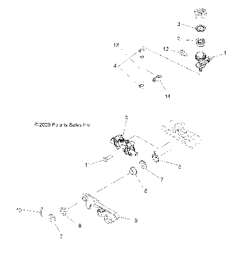 BRAKES, PEDAL and REAR MASTER CYLINDER - A10DH50AX/AZ (49ATVBRAKERR10SP500TRG)
