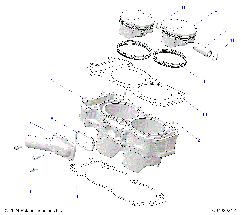 ENGINE, CYLINDER AND PISTON