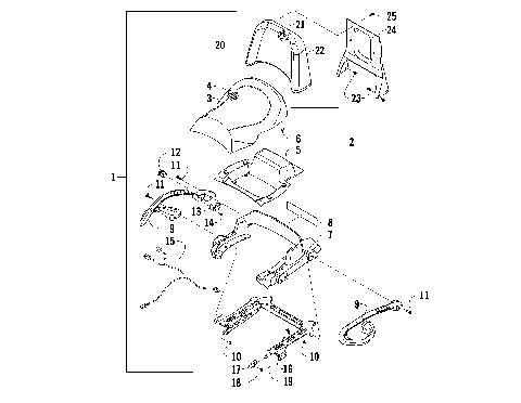 PASSENGER SEAT AND BACKREST ASSEMBLY [90725]