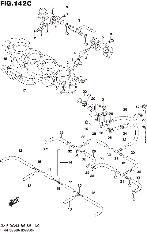 THROTTLE BODY HOSE/JOINT (GSX-R1000AL5 E33)