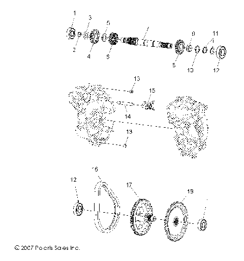DRIVE TRAIN, MAIN GEARCASE INTERNAL - A09BA50FA (49ATVTRANSINTL08SCRAM2X4)