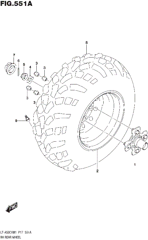 RH REAR WHEEL (LT-A500XM1 P17)