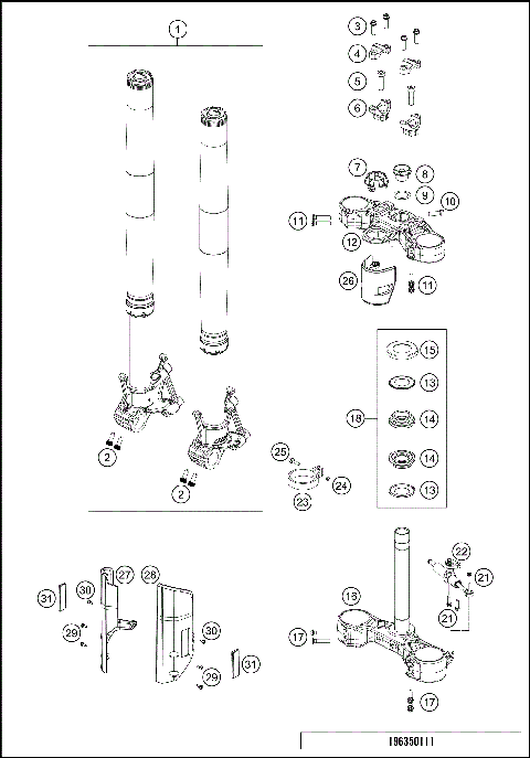 FRONT FORK, TRIPLE CLAMP