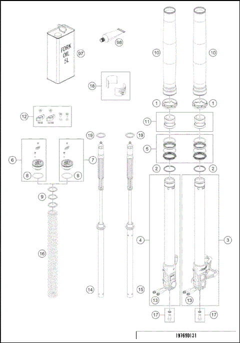 FRONT FORK DISASSEMBLED