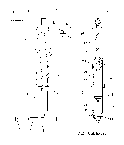 SUSPENSION, SHOCK, REAR (7043721) - S12BF8GSA/GSL (49SNOWSHOCKREAR7043721)
