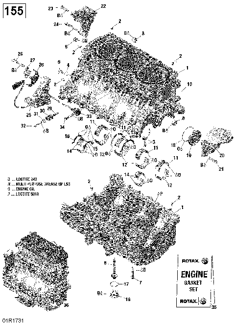 01- Engine Block - 130-155 Model Without Suspension