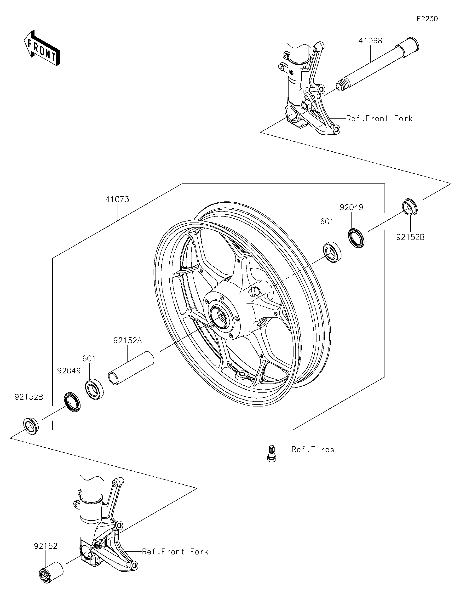 2021 Kawasaki NINJA ZX-14R ABS Front Wheel Motorcycles Parts