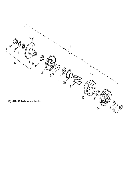 DRIVE TRAIN, SECONDARY CLUTCH - A14KA05AD/AF (49ATVSECONDARY07OTLW90)