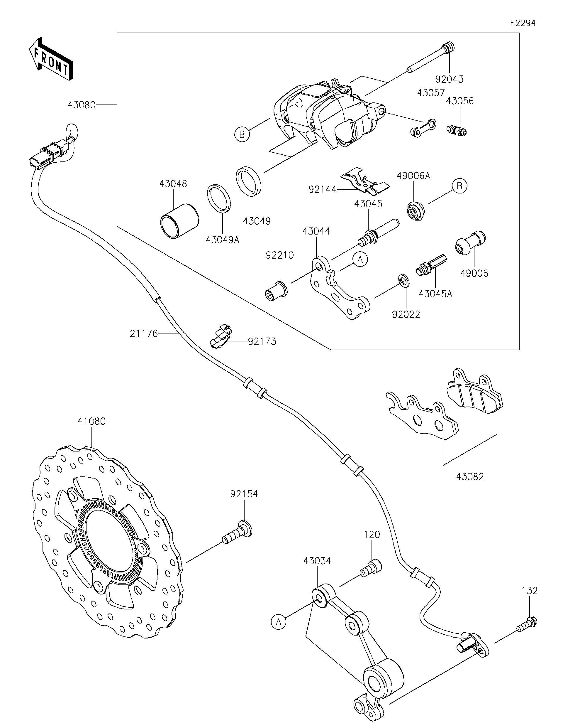 2019 Kawasaki Ninja 400 (EX400GKFB) Rear Brake Motorcycles
