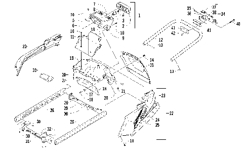 REAR BUMPER, RACK RAIL, SNOWFLAP, AND TAILLIGHT ASSEMBLY [94643]