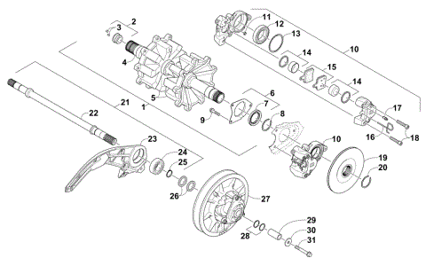 DRIVE TRAIN SHAFTS AND BRAKE ASSEMBLIES