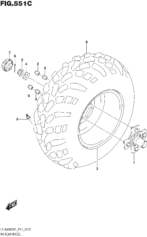 RH REAR WHEEL (LT-A500XPZM1 P17)