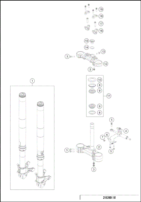 FRONT FORK, TRIPLE CLAMP
