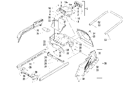 REAR BUMPER, RACK RAIL, SNOWFLAP, AND TAILLIGHT ASSEMBLY [94676]