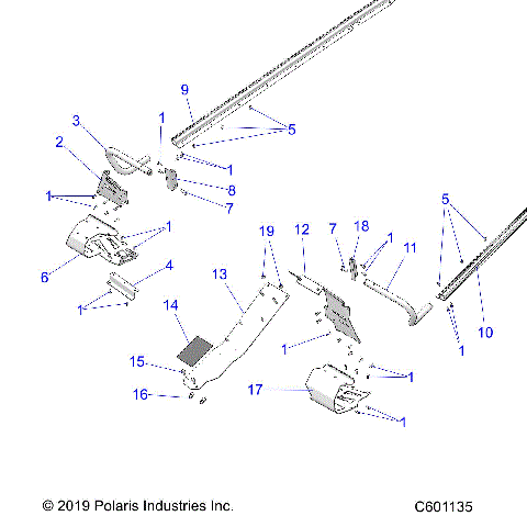 CHASSIS, CLUTCH GUARD, FOOTRESTS, TUNNEL GRIPS - S21CBU5BSL (C601135)