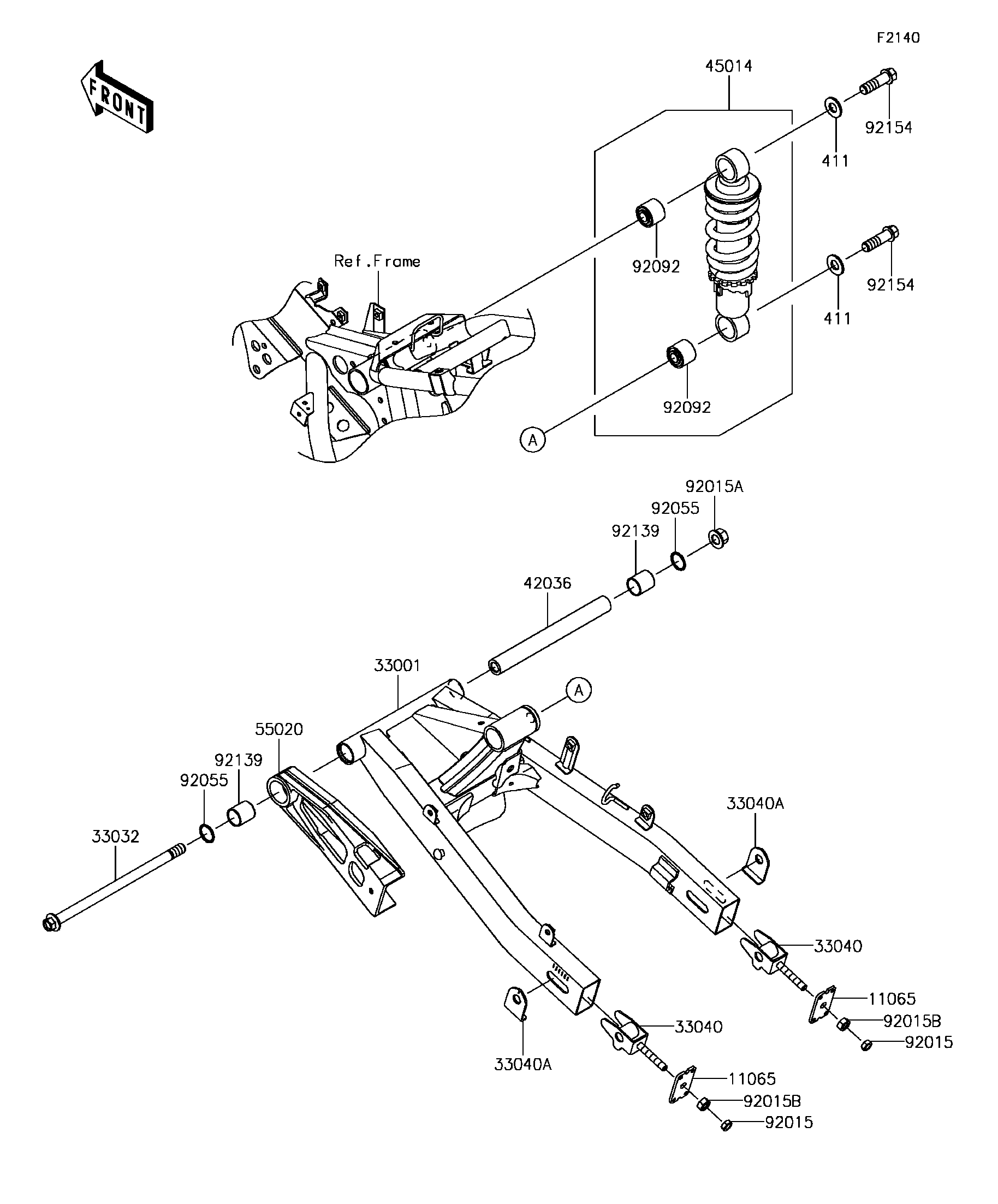 2018 Kawasaki Z125 PRO SE (BR125JJFA) Swingarm/Shock Absorber