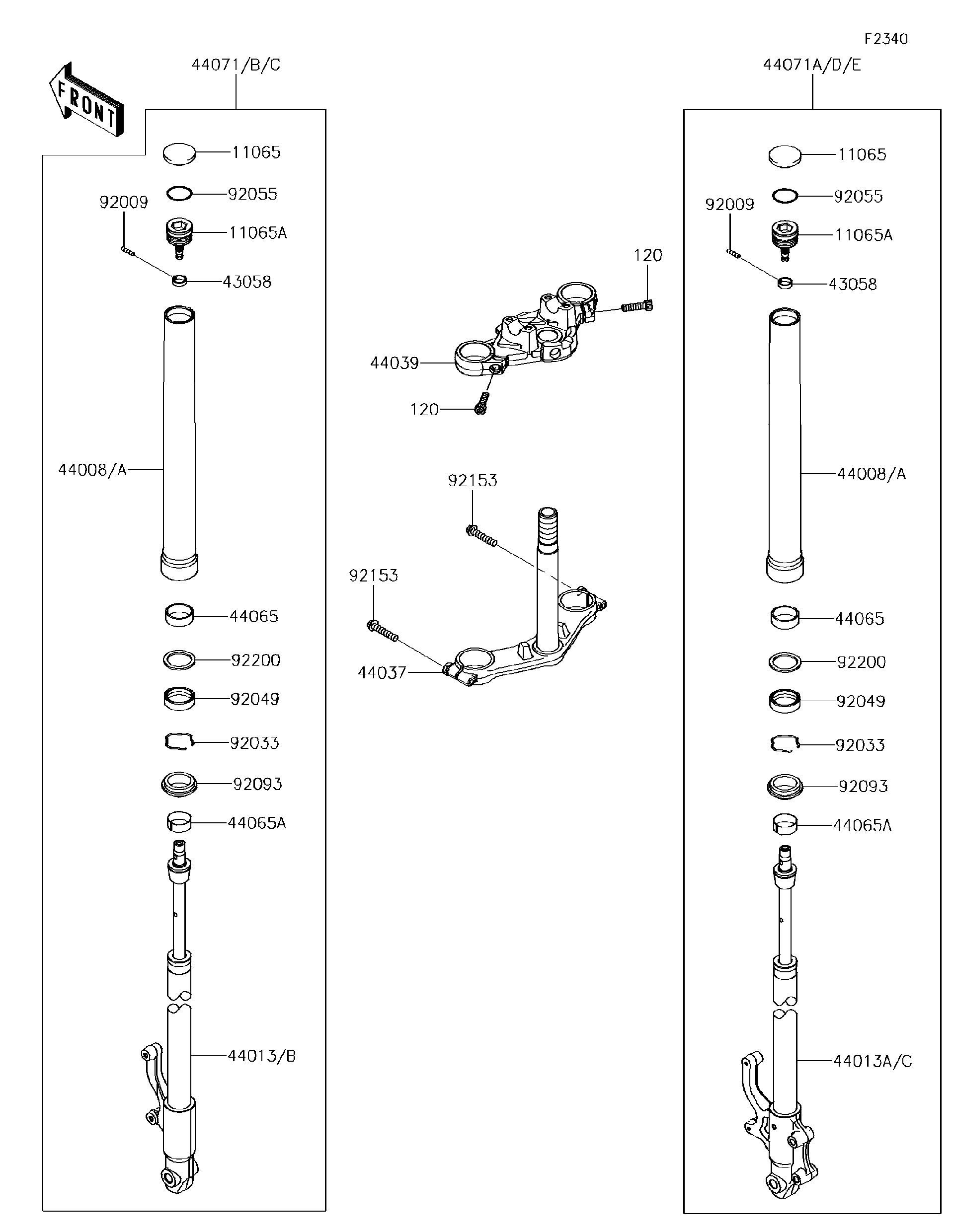 2018 Kawasaki Z125 PRO (BR125JJF) Front Fork Motorcycles Parts
