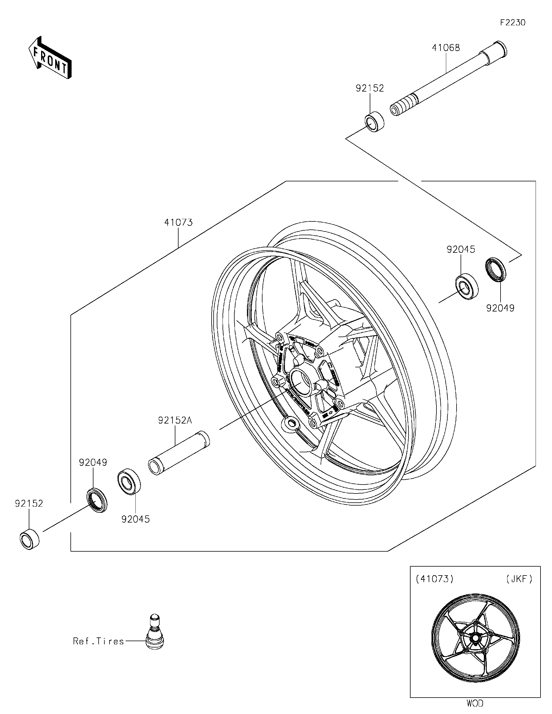 2019 Kawasaki NINJA® 650 (EX650JKF) Front Wheel Motorcycles Parts