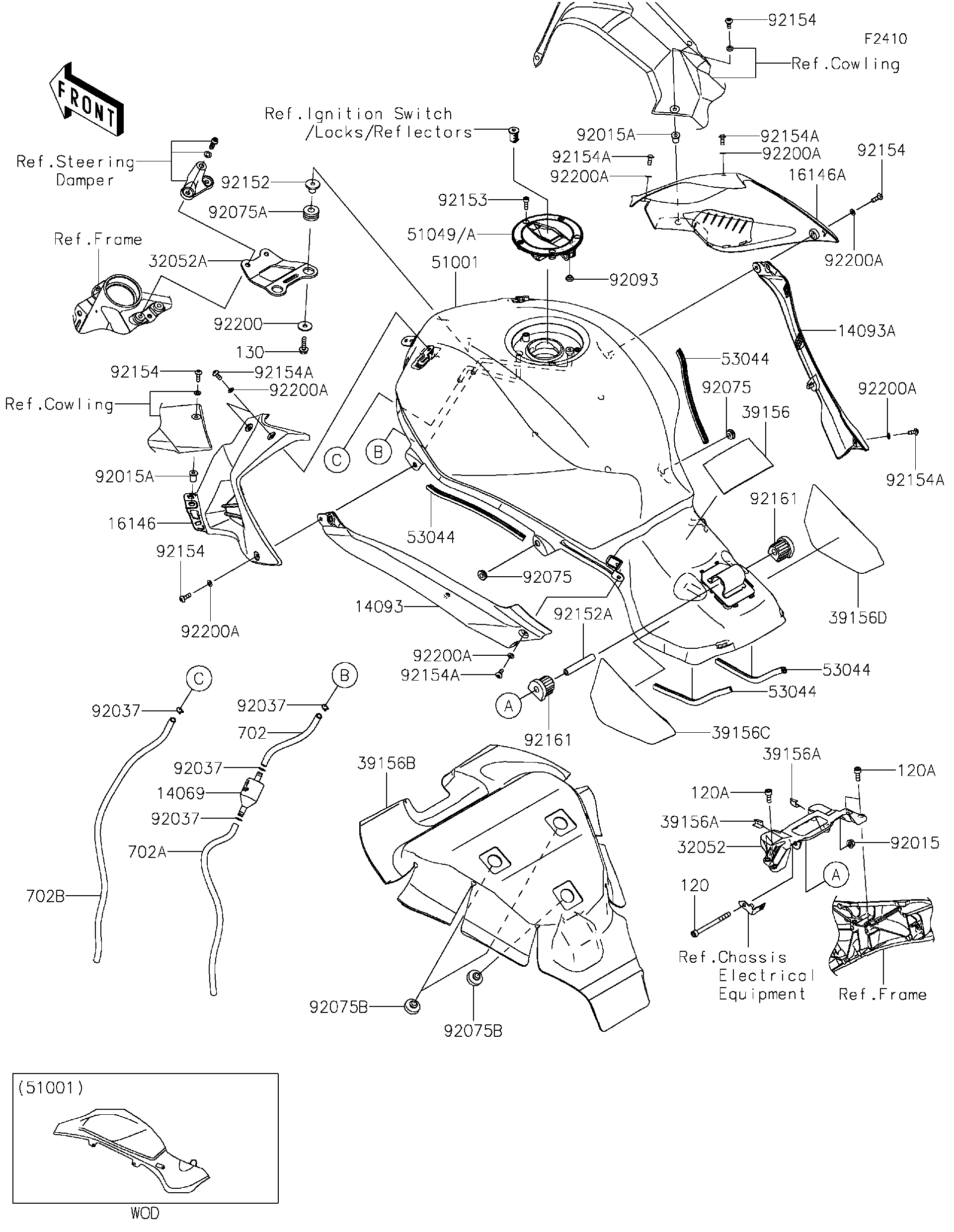 2019 Kawasaki NINJA H2™R (ZX1000YKF) Fuel Tank Motorcycles Parts