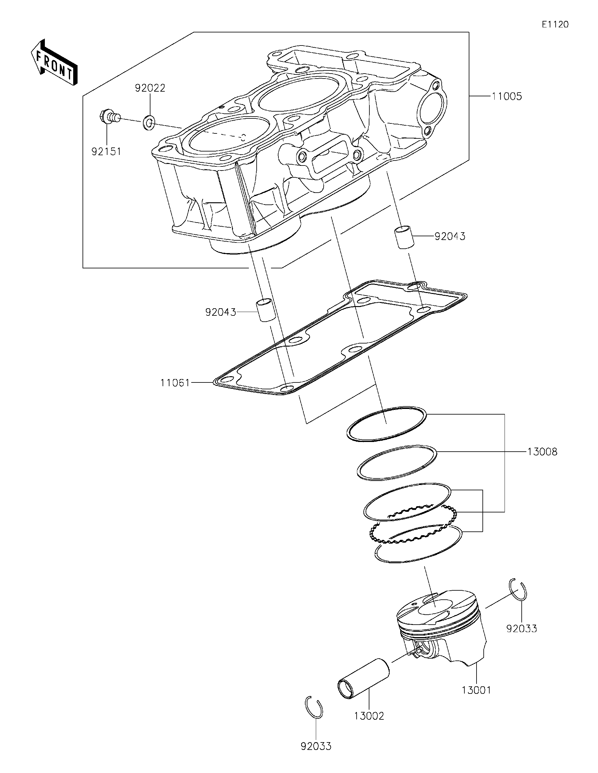 2020 Kawasaki VERSYS®-X 300 (KLE300BLFA) Cylinder/Piston(s