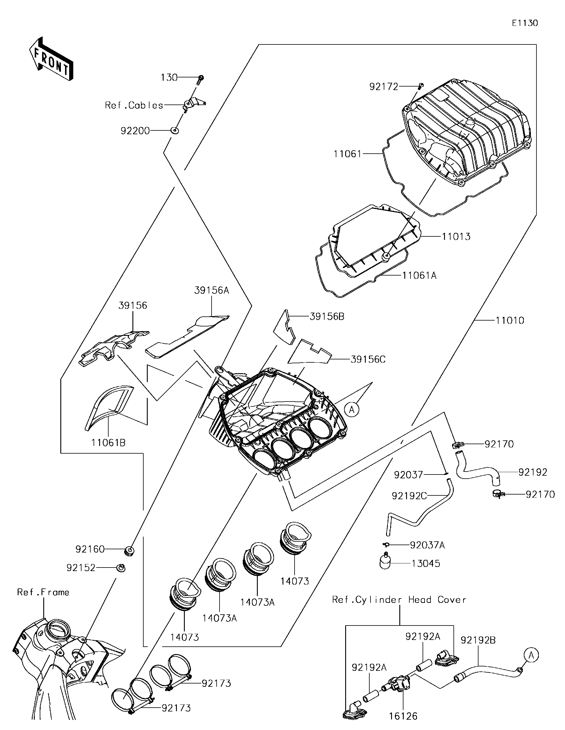うちゃページ KAWASAKI EX400 (NINJA) 22-23 Right Upper Side Cowling 55028-0687