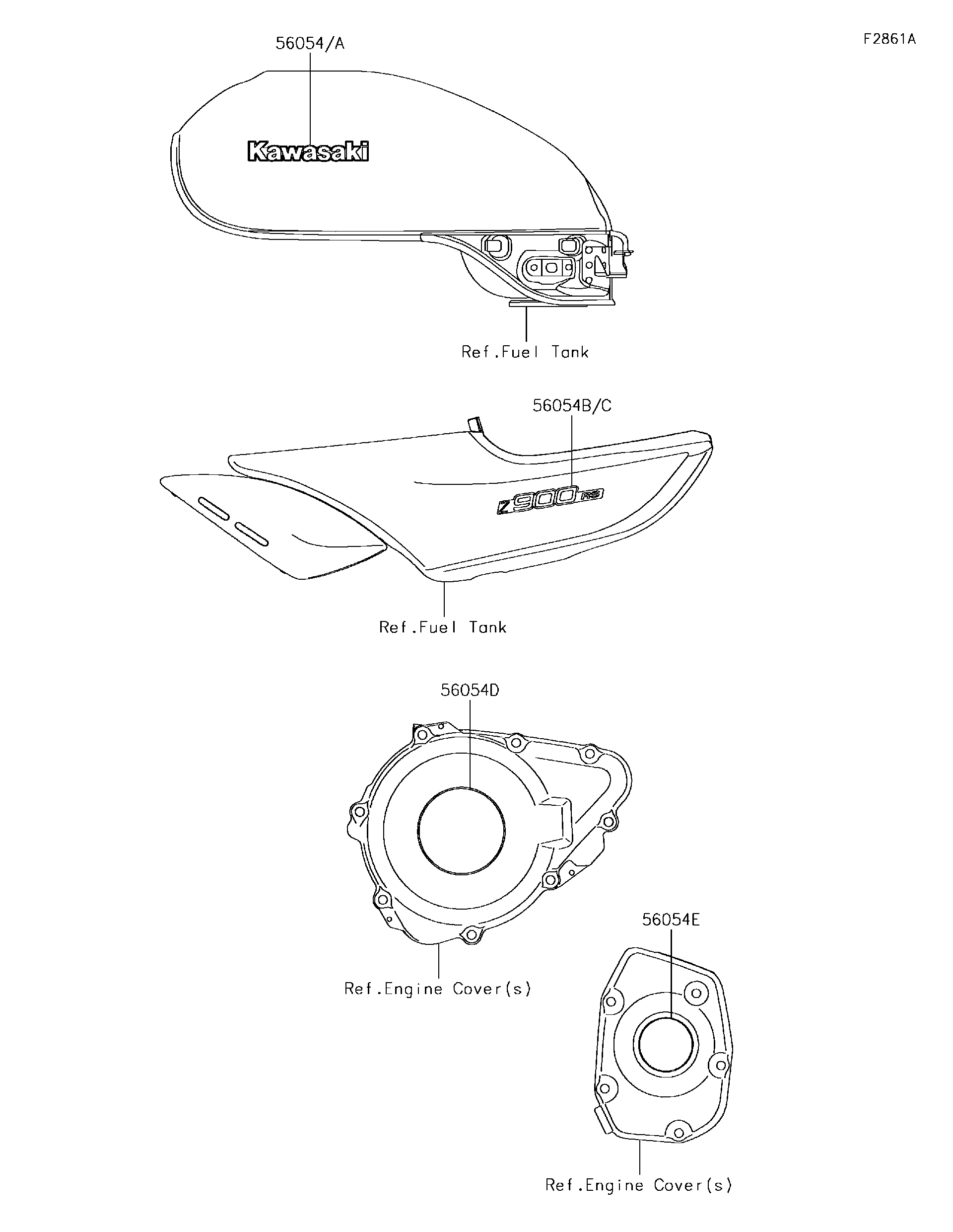Zefページ Kawasaki Motorcycle 2018 OEM Parts Diagram for FUEL TANK