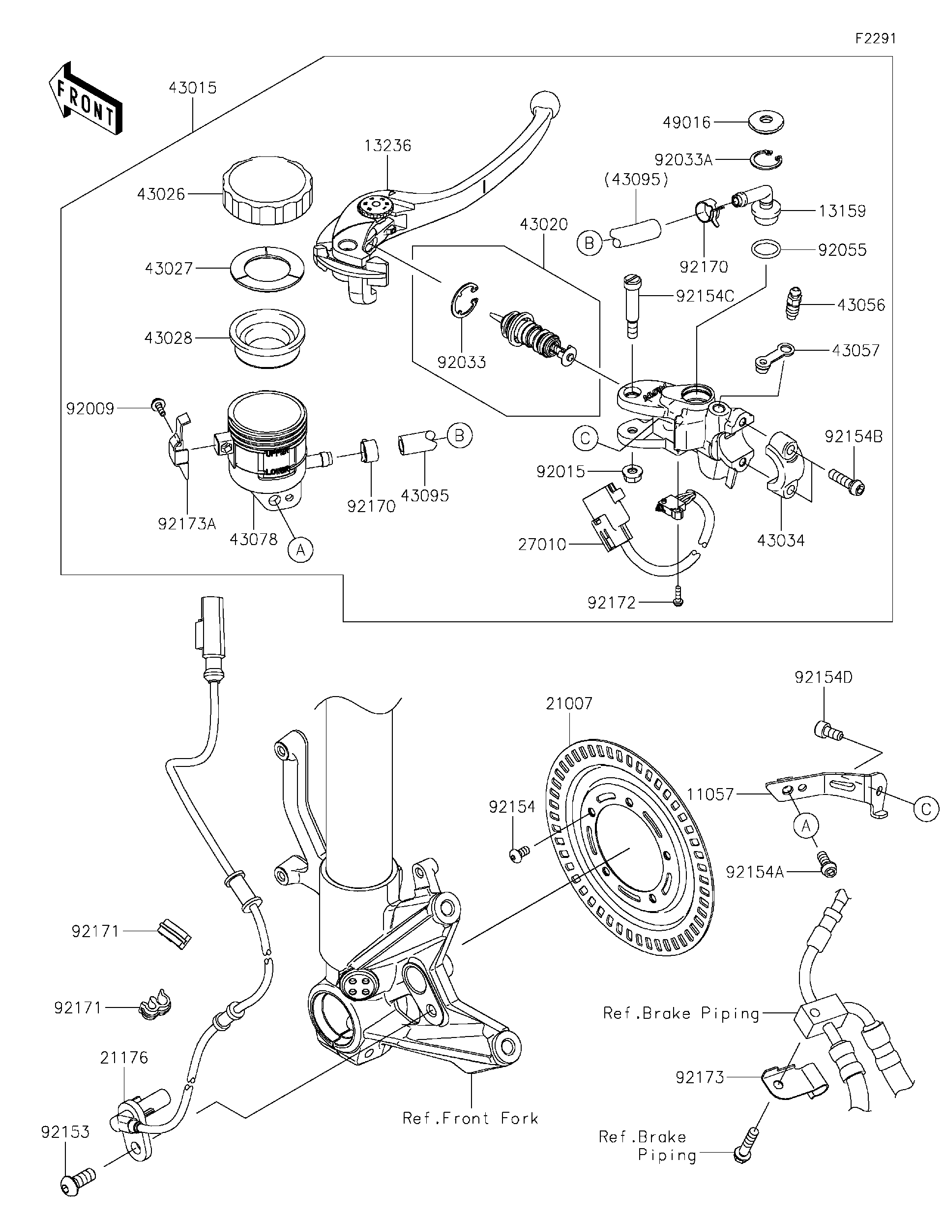 2020 Kawasaki NINJA H2®? SX SE+ (ZX1002DLF) Front Master Cylinder