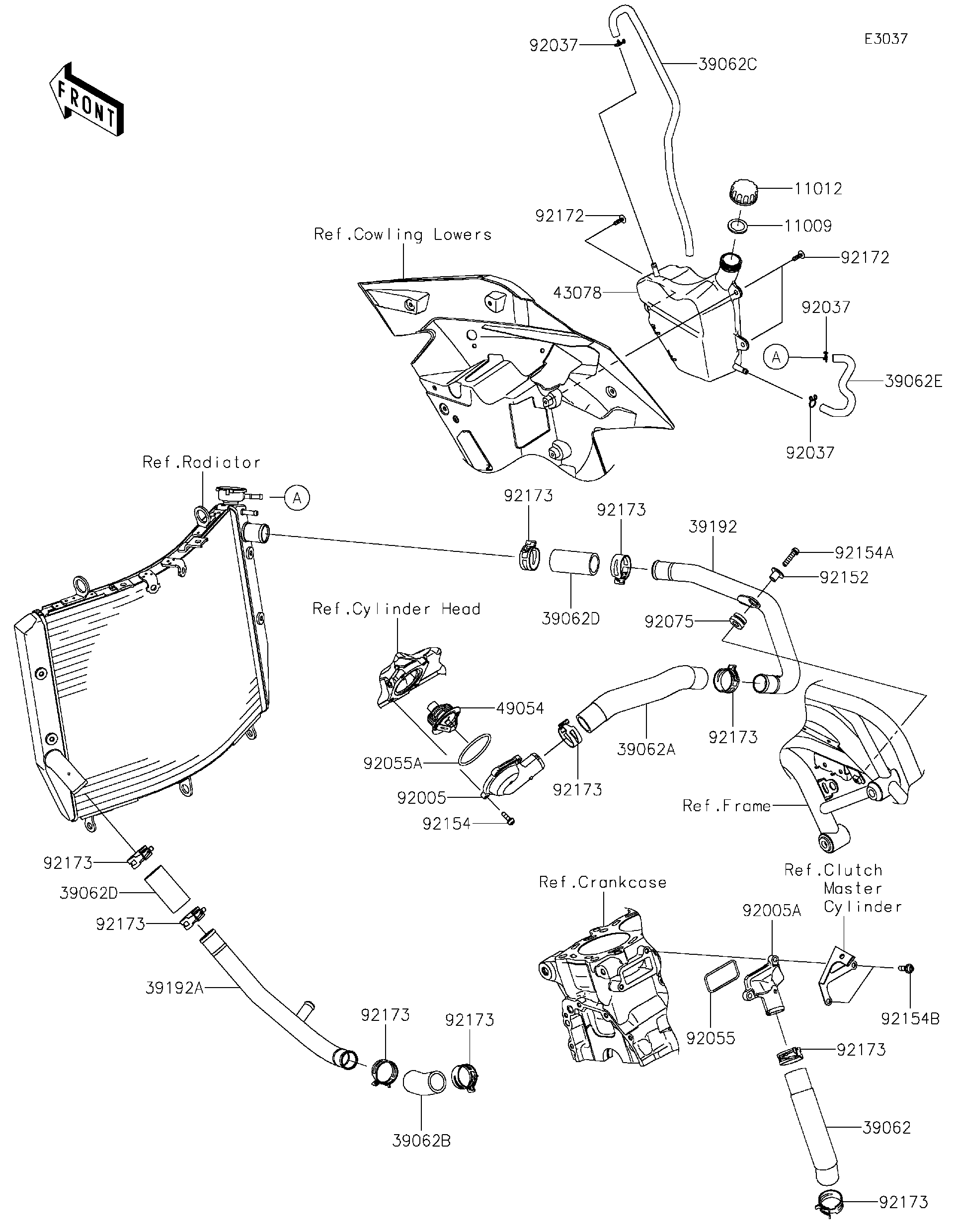 2020 Kawasaki NINJA H2™ (ZX1002JLF) Water Pipe Motorcycles Parts